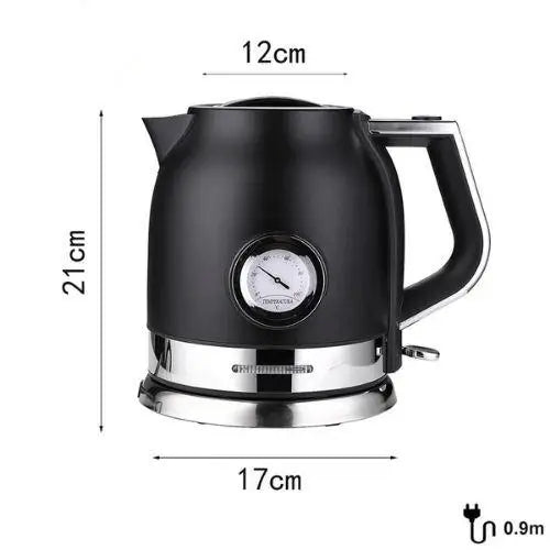 Black electric kettle size comparison with mug