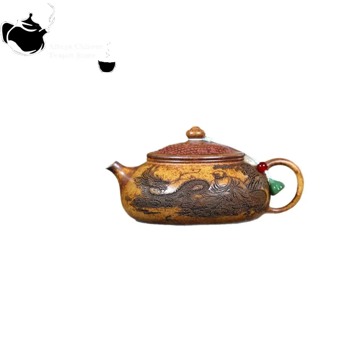 Carved Yixing Clay Teapot, 7 oz - view 2