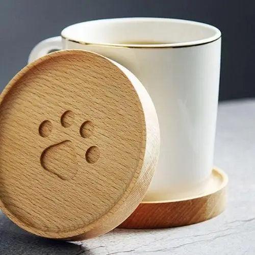 Cat paw coasters under tea cup