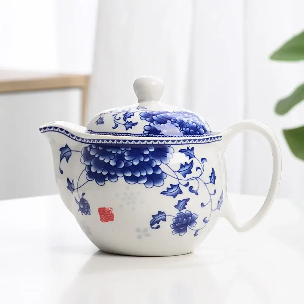 Blue Chinese porcelain teapot with delicate artwork