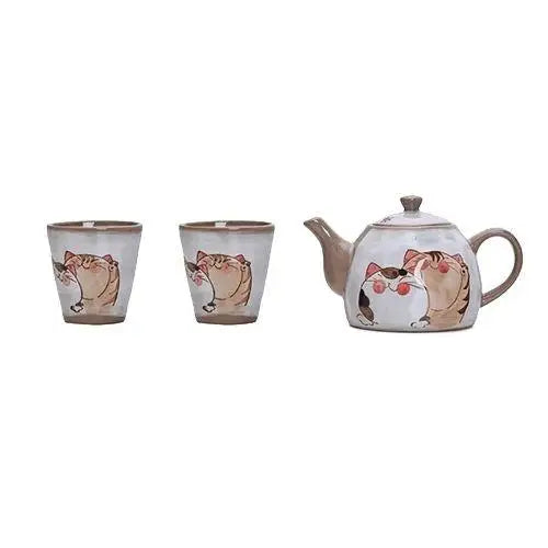 cute-cat-porcelain-teapot-set-with-cups-japanese-style Teapot + 2 Large Cups