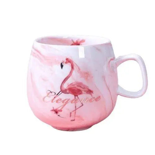 Flamingo tea cup in pink and blue colors