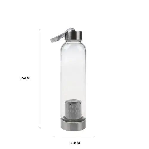 Glass tea thermos size comparison showing 550 ml capacity