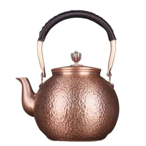 Hammered copper stovetop kettle 1300 ml, vintage copper finish for gas stove