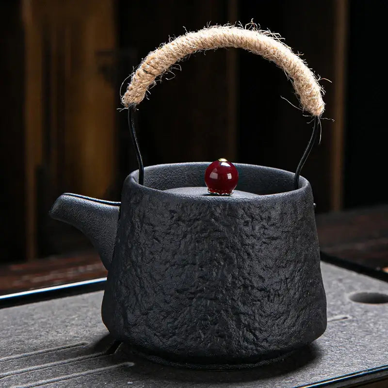 Black Japanese ceramic teapot with elegant finish