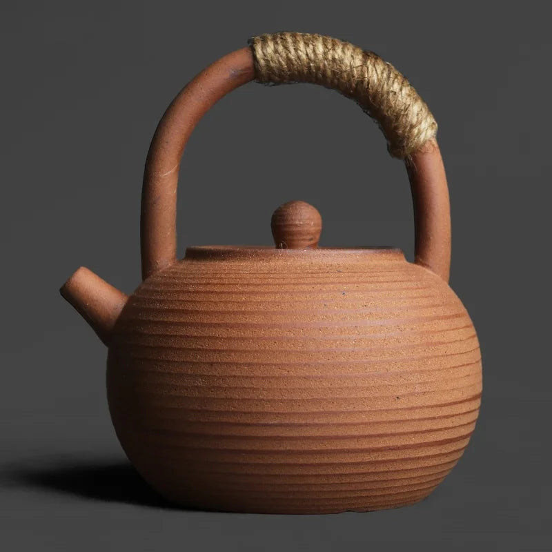 Japanese Stoneware Teapot with Rattan Handle - view 9