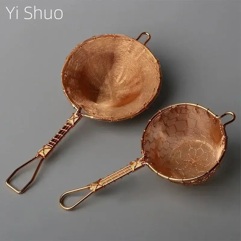Japanese tea strainer with tea leaves