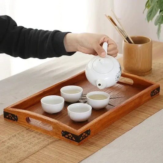 Square wooden tea tray for tea ceremony