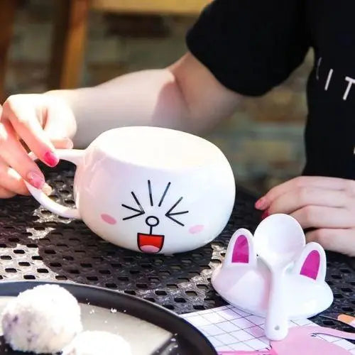 Japanese kawaii rabbit teapot with spoon