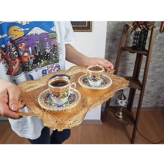 Zamac tea tray with handles for serving