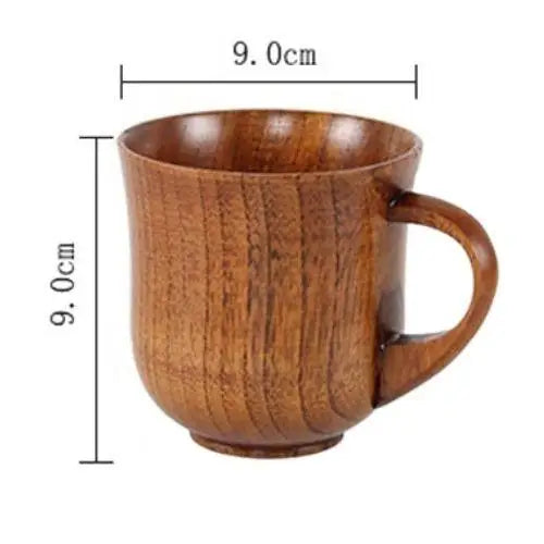 Olive wood tea cup size compared to hand