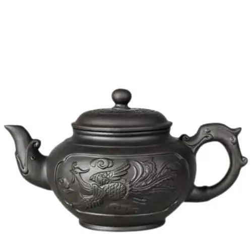 Black Phoenix clay teapot with lid