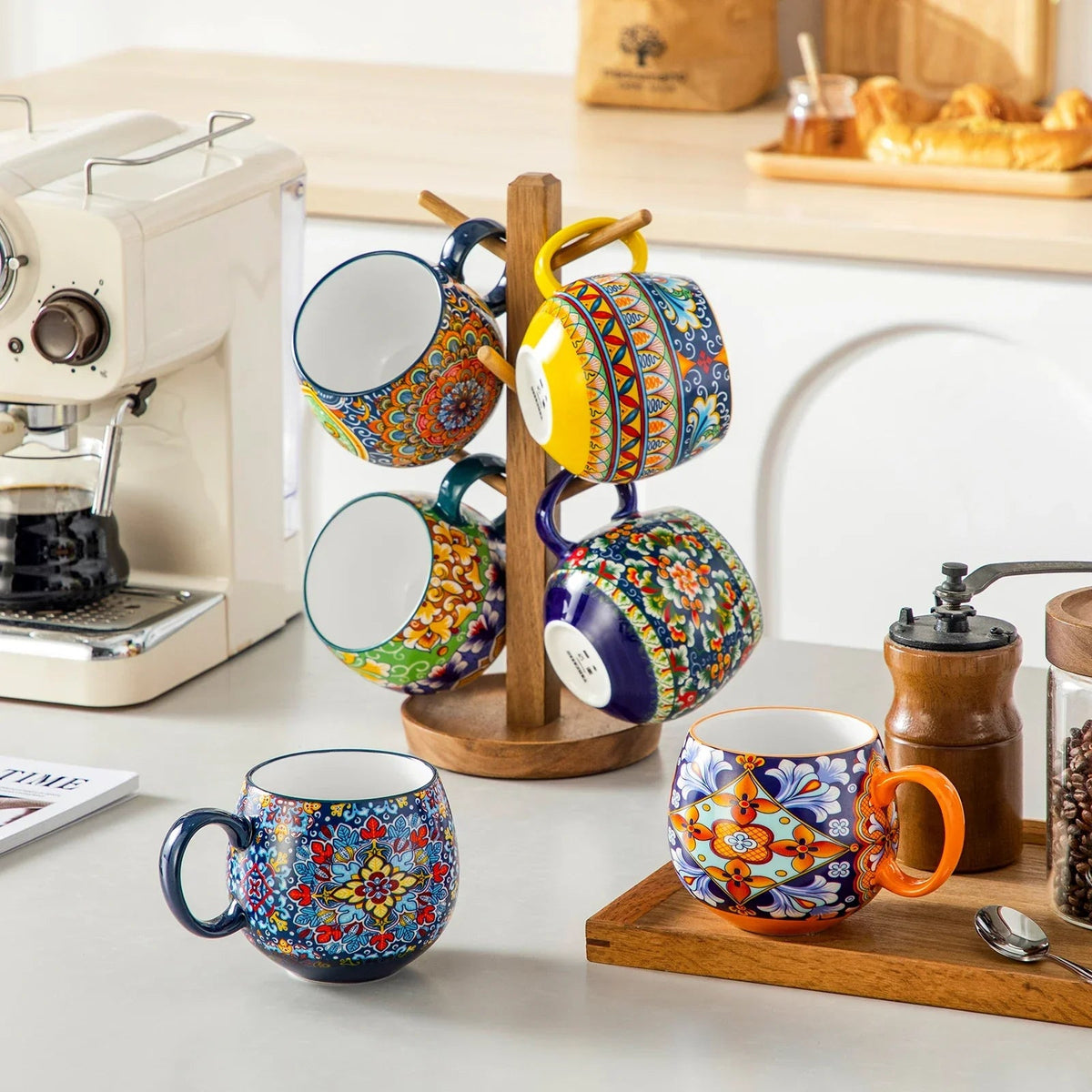 Porcelain Mug Set, 18 oz, 6 Pieces