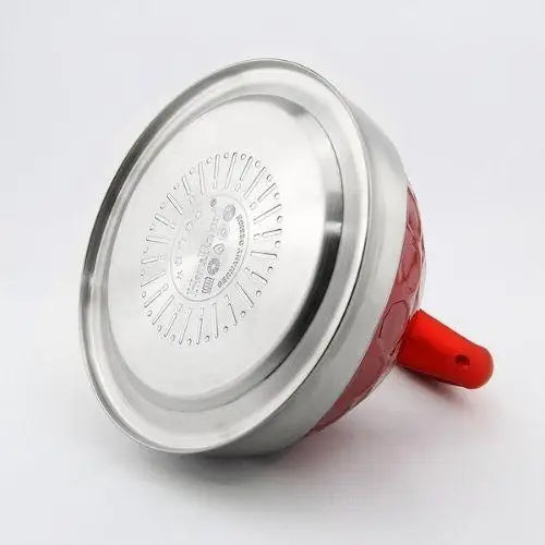 Bottom of red stainless steel teapot