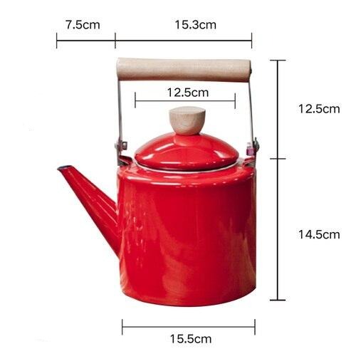 Red Scandinavian teapot with cup of tea