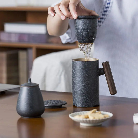 Ceramic teapot with clean Nordic lines and earthy matte glaze, 350ml capacity