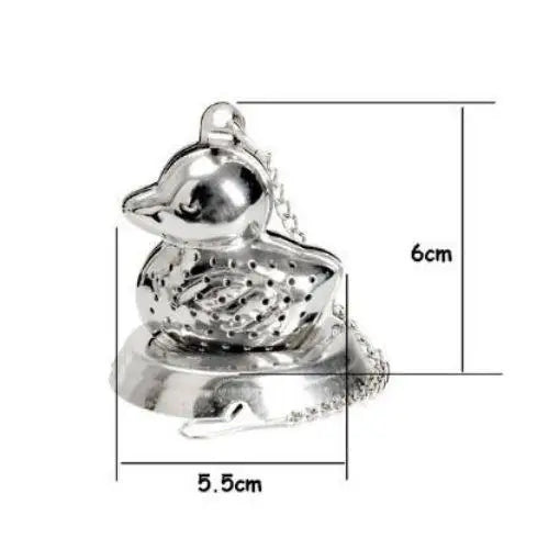 Duck shaped tea infuser sitting on a mug