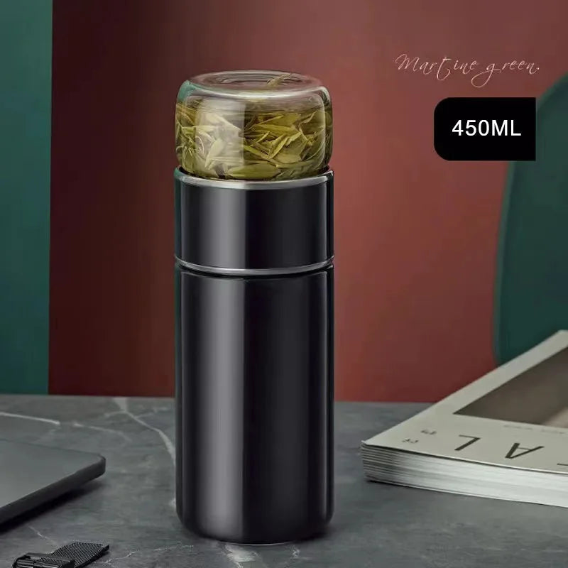 Rose finish stainless steel tea infuser bottle with fine mesh filter