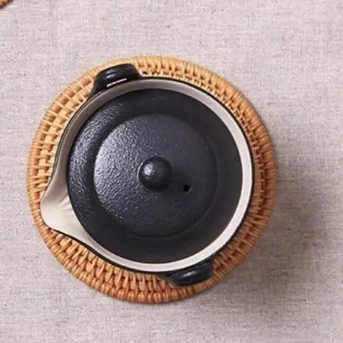 Hand-woven wicker saucers for tea cups