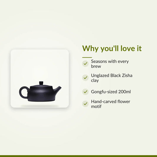 Yixing Black Clay Teapot with Flower Motif, 200ml : Why you'll love it