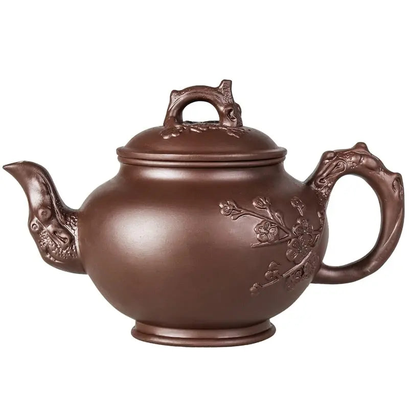 Yixing clay teapot, 500 ml, top view showing lid and clay texture
