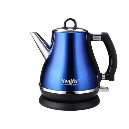 1L blue electric kettle on counter