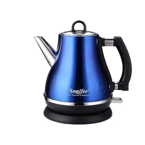 1L blue electric kettle on counter
