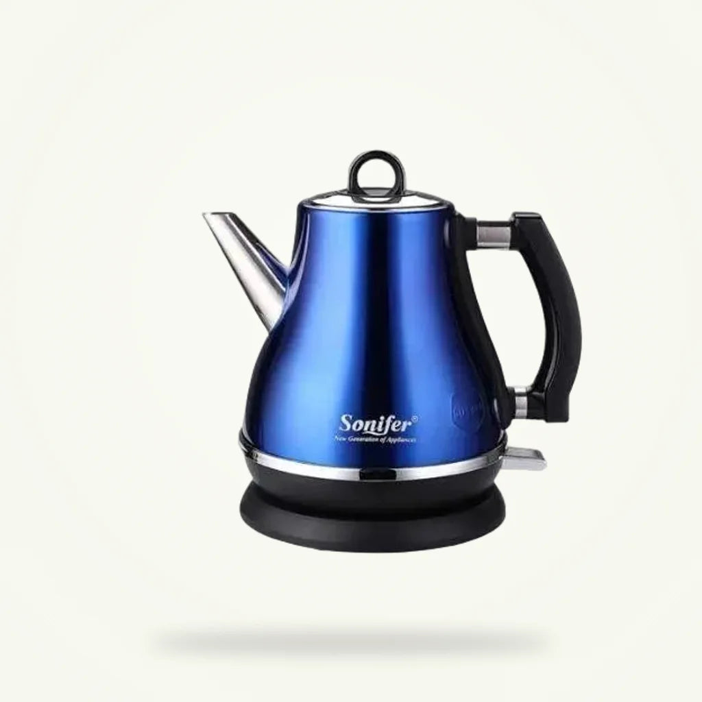1L Blue Electric Kettle 1500W, product photo on a plain background
