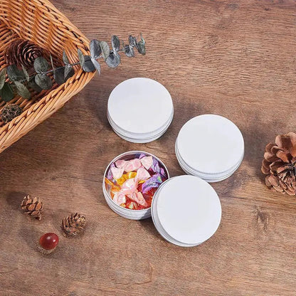 Set of 50 white metal tea tins with airtight lids for loose leaf storage