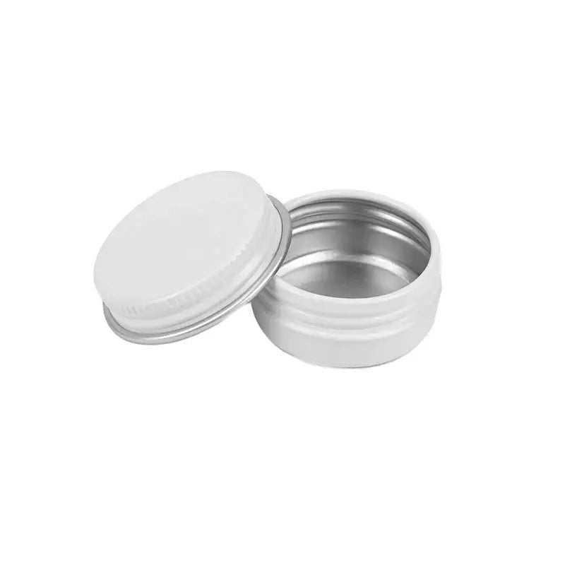 Lightweight white metal tea tin, compact size for travel or pantry storage