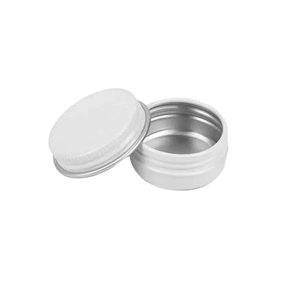 Lightweight white metal tea tin, compact size for travel or pantry storage