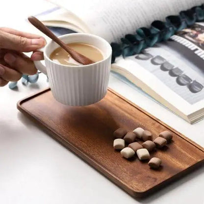 Acacia wood tea tray with tea infuser