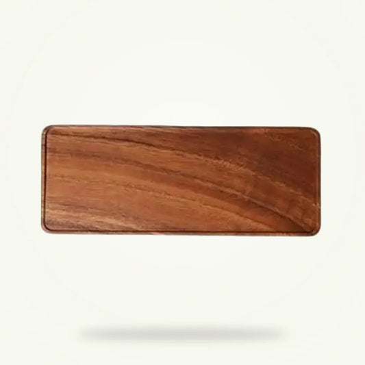 Acacia Wood Tea Tray - Large Rectangular Serving Board, product photo on a plain background