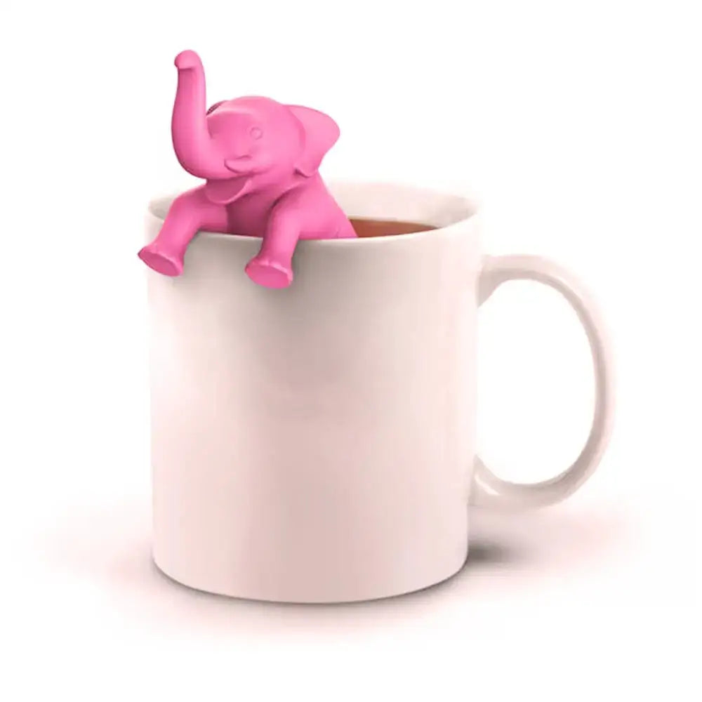 Animal tea infuser, elephant design, on a cup