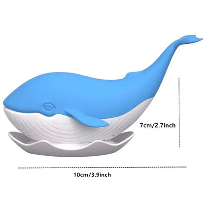 Blue whale tea infuser, close up