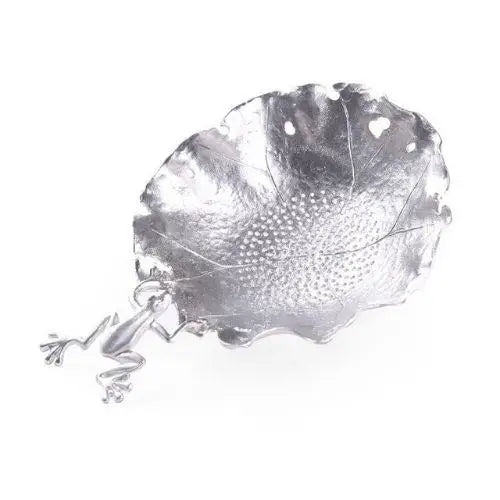 Antique tea strainer with lotus leaf design
