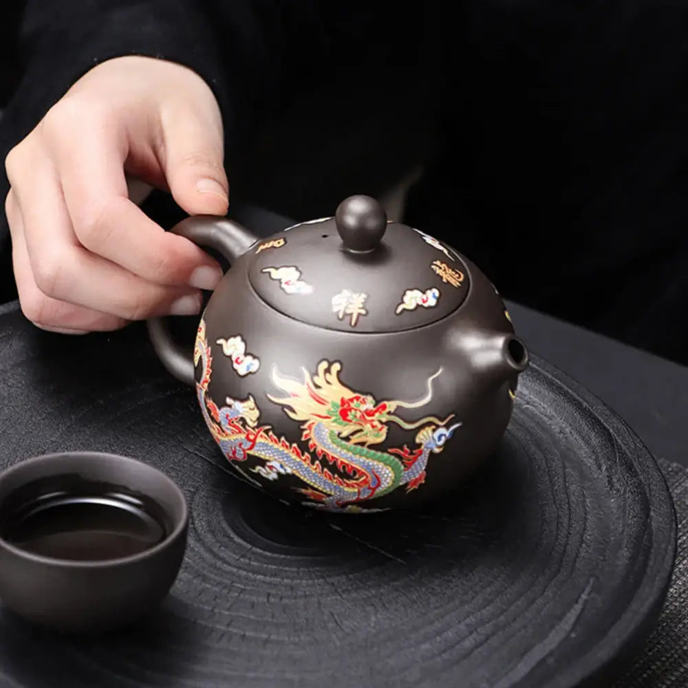 Handcrafted ceramic teapot with color-changing glaze