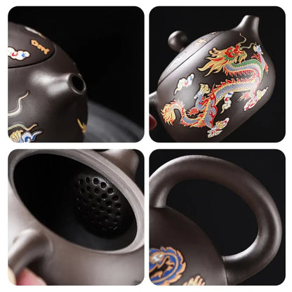 Ceramic teapot with traditional Asian art