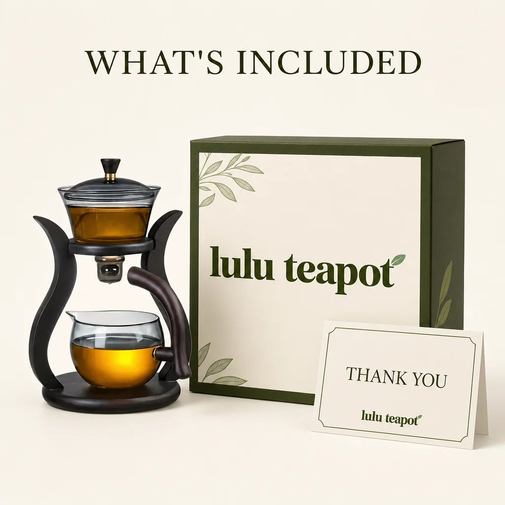 Automatic Tea Infuser with Glass Teapot and Stainless Steel Filter : packaging concept (non contractuel)