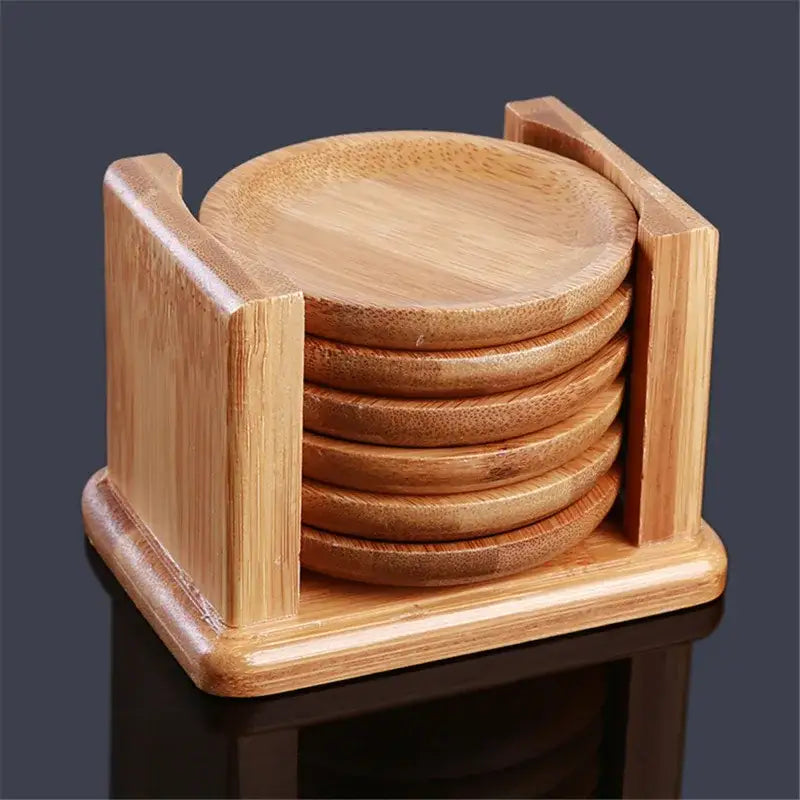Bamboo coaster set of 6 for cups and glasses