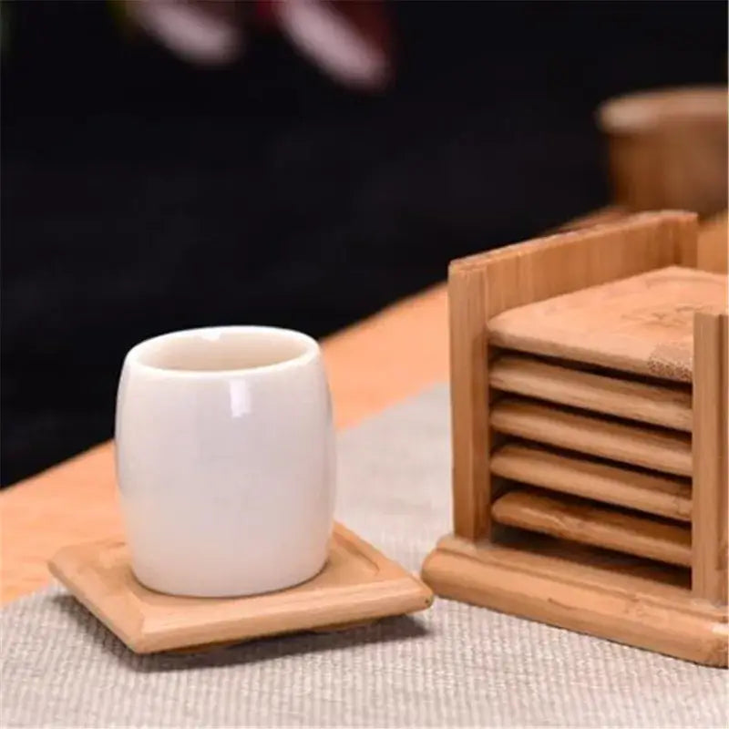 Eco-friendly bamboo coasters set of six