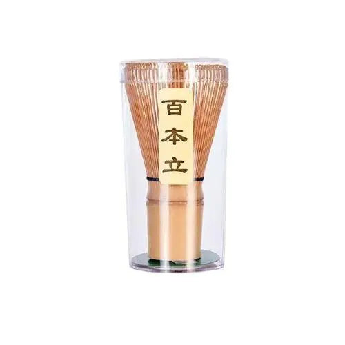 Bamboo matcha whisk chasen showing single-piece construction, top angle