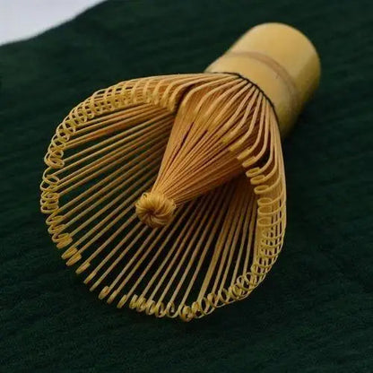 Handcrafted bamboo matcha whisk from Japan, artisan chasen side view