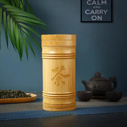 XL bamboo tea canister for bulk loose leaf tea storage