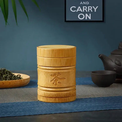 Small bamboo tea canister for samples or single-origin storage