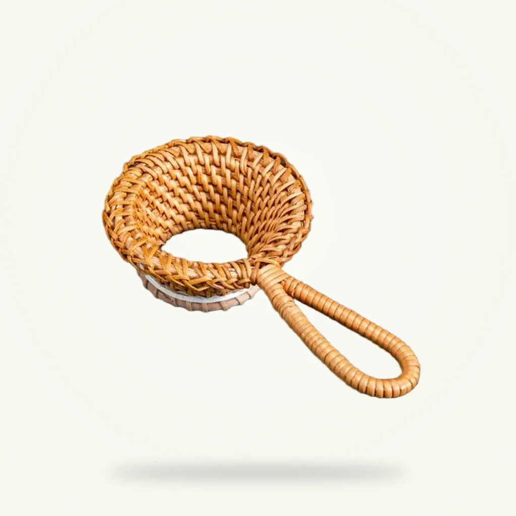 Bamboo Tea Strainer, Reusable Loose Leaf Infuser for Tea Lovers, product photo on a plain background
