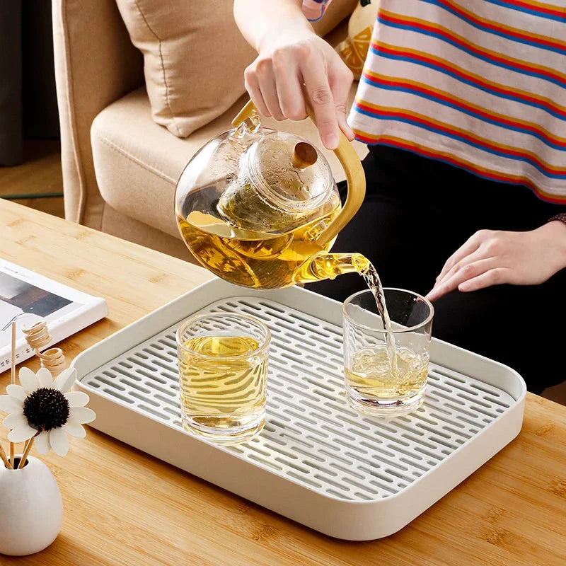 Bamboo Tea Tray with Drainage Grid