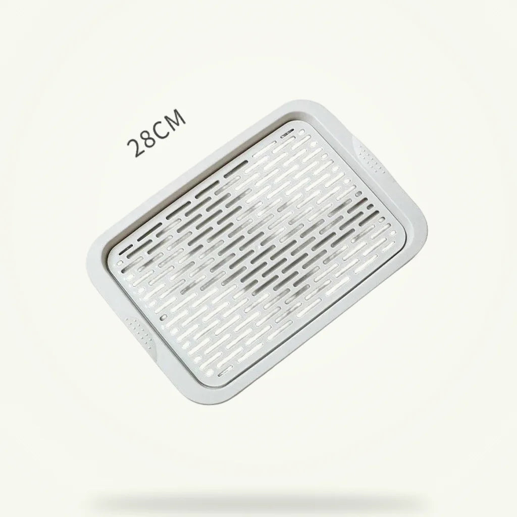 Bamboo Tea Tray with Drainage Grid, product photo on a plain background