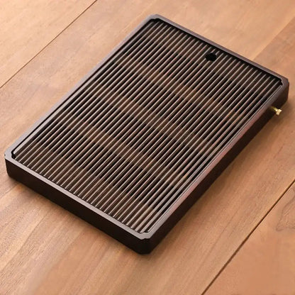 Large bamboo tea tray 40x28x4 cm with tea set