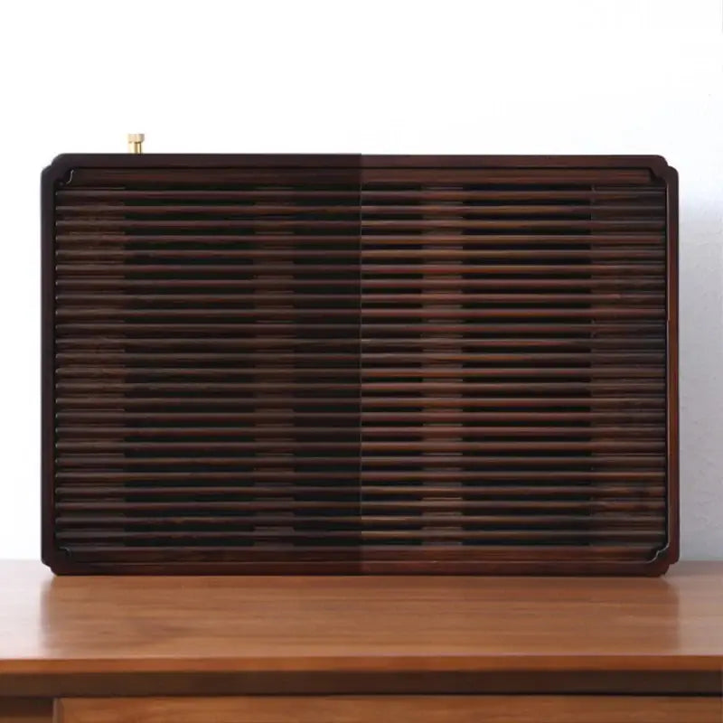 Bamboo tea tray with teapot and two cups